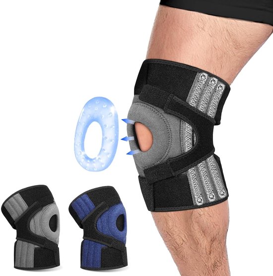 Verstelbare Kniebandage voor Mannen en Vrouwen, Ondersteuning met Zes Stabilisatoren en 360° Compressie, Ideaal voor Meniscus Scheuren, ACL Pijnverlichting en Artrose