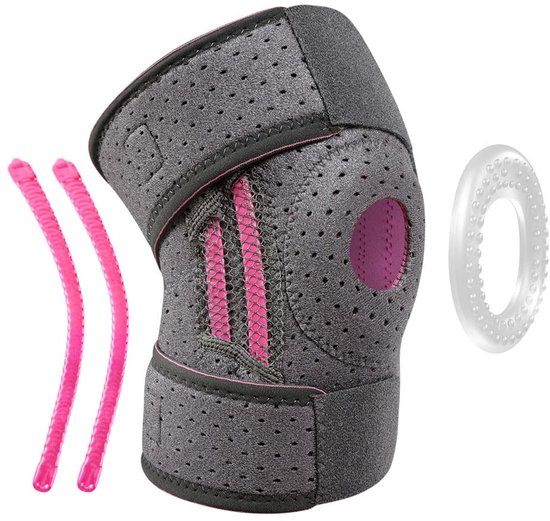Verstelbare Kniebrace voor Sport met Siliconen Pads, 4 Zijkant Stabilizers, Ondersteuning bij Artritis, Meniscus en Tendonitis tijdens Hardlopen