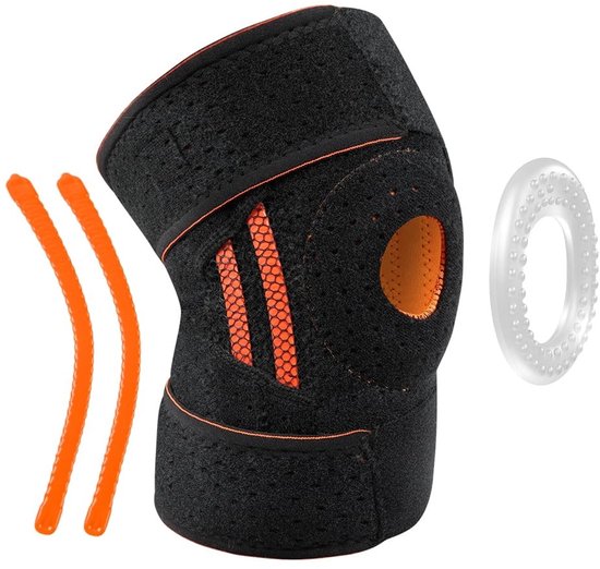Verstelbare Kniebrace voor Sport met Siliconen Pads, 4 Zijkant Stabilizers, Ondersteuning bij Artritis, Meniscus en Tendonitis voor Hardlopen en Activiteiten