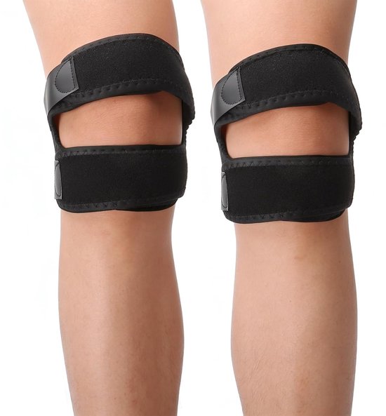 Verstelbare kniesteun met patellapeesbandage voor sport en dagelijkse beweging, 2 stuks, zwart, optimale stabiliteit en comfort