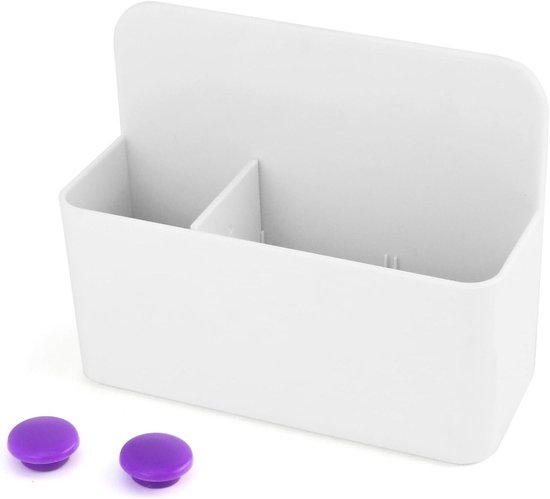 Verstelbare Magnetische Pennenhouder met 2 Compartimenten voor Whiteboards, Koelkasten en Schoollockers - 12.5 x 10 x 4.5 cm