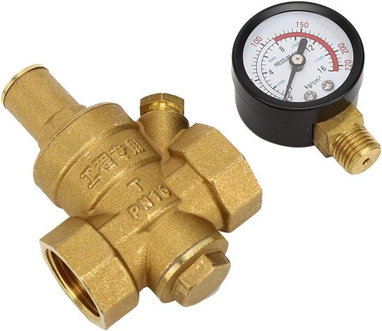 Verstelbare messing drukregelaar DN20 met manometer voor optimale drukbeheersing en veiligheid