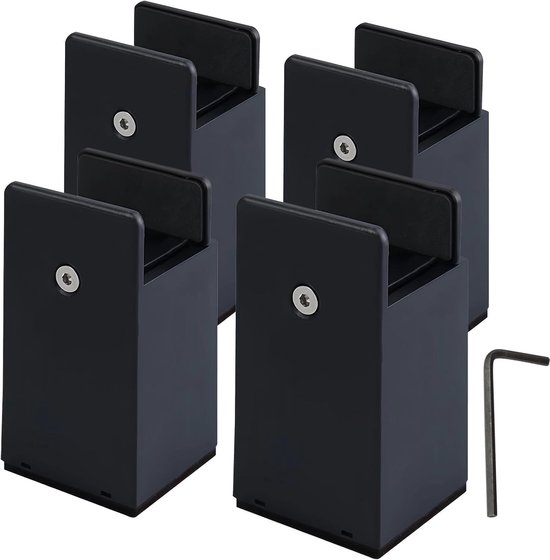 Verstelbare meubelpootverhogers voor bed, tafel en stoel - 10 cm hoog, 4 stuks, tot 5000 lb ondersteuning