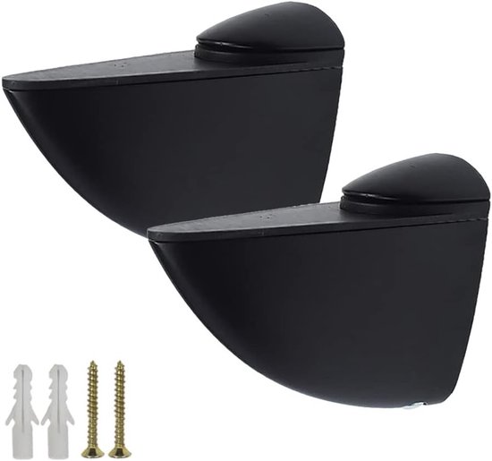 Verstelbare Planksteunen met Schroeven en Verlengbuizen voor 3-20mm Dikke Houten/Glazen Planken - Zwarte Wandmontage Beugels voor Drijvende Planken en Badkameraccessoires