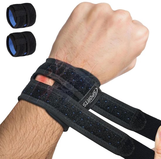 Verstelbare polsbandage in zwart, universeel, 2 stuks | Ideaal voor sportblessures, training en dagelijks gebruik met spalkfunctie