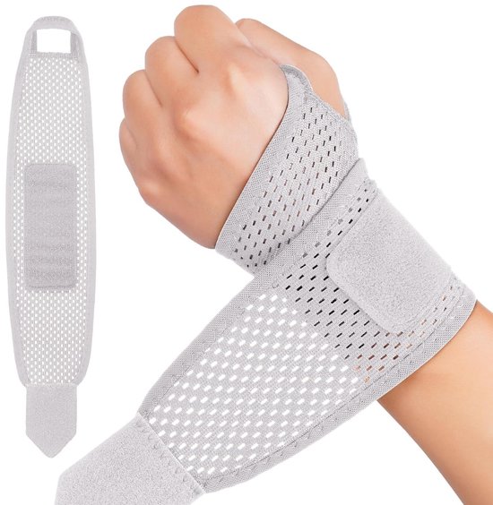 Verstelbare Polsbandage voor Tendinitis en Carpaal Tunnel Syndroom - Elastische Ondersteuning voor Gewrichtspijn, Geschikt voor Links en Rechts, Grijs