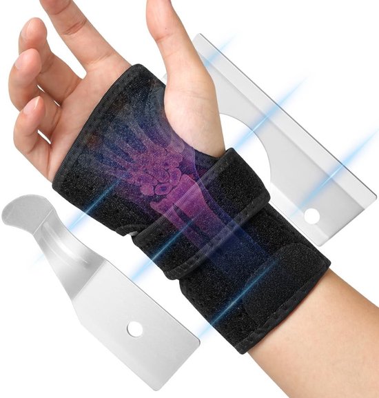 Verstelbare Polssteun voor Carpaaltunnelsyndroom met Metaal Stabilizer, Handrust voor Artritis, Tendinitis en Verstuikingen (Rechterhand)