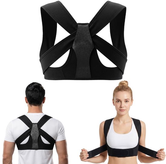 Verstelbare Rugsteun en Houdingscorrector voor Mannen en Vrouwen, Ademend Ontwerp met Elastische Band, Ondersteuning voor Rug en Schouders (L/XL)