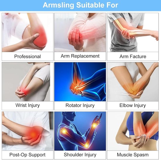 Verstelbare schouderband voor arm sling, ademend mesh ondersteuning voor gebroken armen, schouderblessures en elleboogletsels