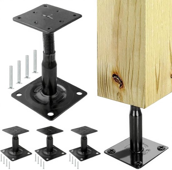 Verstelbare steunpalen voor hekken, carports en pergola's - 4 stuks, 100-140 mm, gegalvaniseerd, ideaal voor constructies
