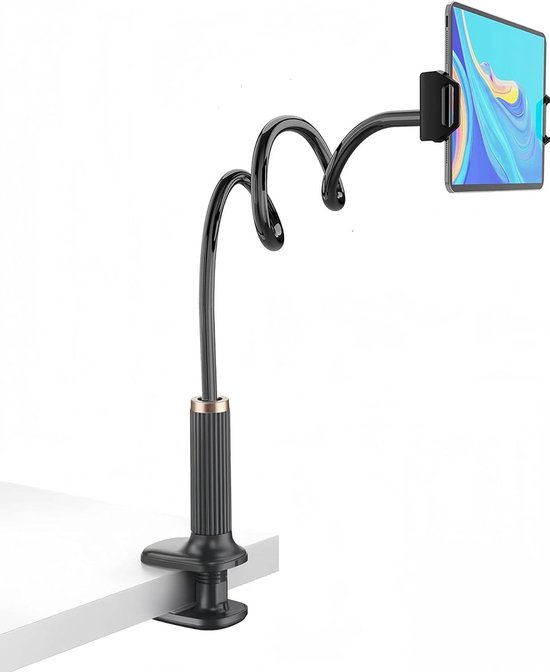 Verstelbare Tablet Houder met Flexibele Nekstand voor iPad, Mobiele Telefoon en Samsung Galaxy Tabs - Totale Lengte 98 cm (Zwart)
