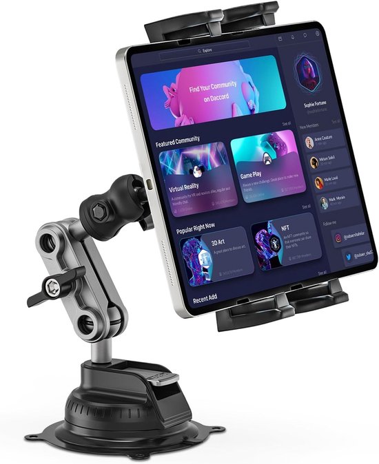 Verstelbare Tablet Houder voor Auto, 360° Rotatable iPad Steun voor Dashboard en Voorruit, Geschikt voor 4.7-12.9" Tablets en Smartphones