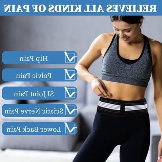 Verstelbare Tailleband voor Mannen en Vrouwen, Therapeutische Ondersteuning voor Sciatica, Heup- en Lumbale Pijn, Ideaal voor Rugklachten en Comfort tijdens Activiteiten (140 cm)