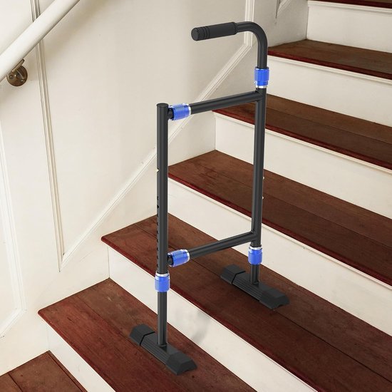 Verstelbare Traploopstok voor Senioren met Brede Basis, Gemakkelijk te Installeren, Stevig en Veilig voor Trapgebruik