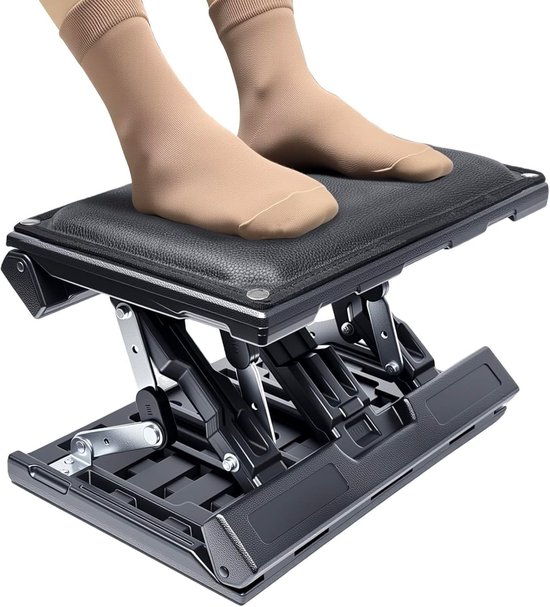Verstelbare Voetsteun met Massagefunctie voor Ergonomisch Zitcomfort op Kantoor en Thuis - Zwart, Hoogte en Hoek Instelbaar