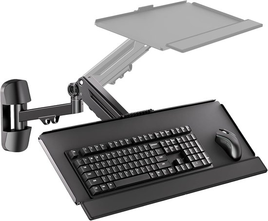 Verstelbare Wandbevestigde Toetsenbordlade - Ergonomische Toetsenbord- en Muismontage, Geschikt voor Tot 12kg, Zwart