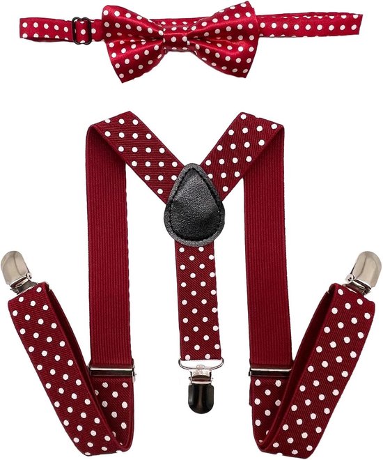 Verstelbare Y-vormige Clip-on Dots Steunbanden met Clips en Strik voor Jongens en Meisjes - Perfect voor Feestjes en Speciale Gelegenheden
