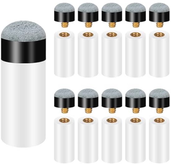 Vervangende biljartkeu-punten set van 10 stuks - 12 mm grijs - Accessoires voor snooker en poolkeu van Merkloos