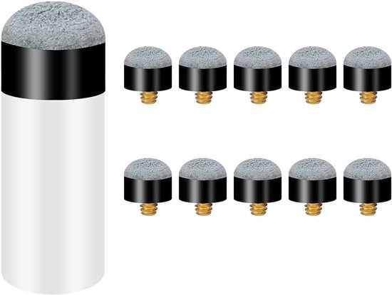 Vervangende biljartkeu tips met schroeven en naalden, 12 mm, grijs - Accessoire set voor snooker en biljartspel van Merkloos