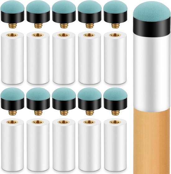 Vervangende Billiard Cue Tips Set van 10 Stuks, 12mm en 13mm, Leer Billiard Accessoires met Klem voor Snooker en Pool Sticks