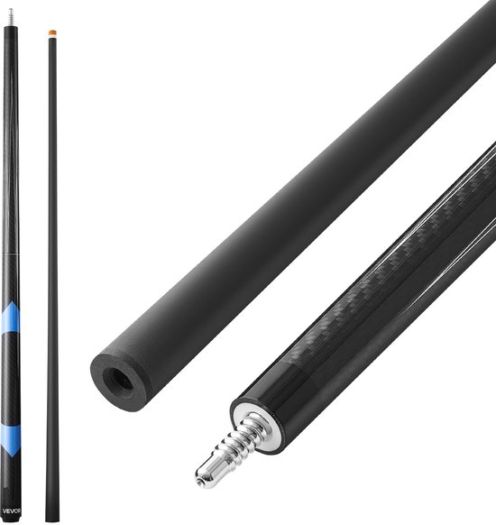 VEVOR Biljartkeu 1 St. (1473,2 mm / 538 G) Gemaakt Van Koolstofvezel met Geperste Bakelieten Punt En Abs-Verbindingsring, Biljartstick Geschikt voor Bar, Thuis, Kantoor, Amerikaans 9-Ball Spel, Poolkeu van Merkloos