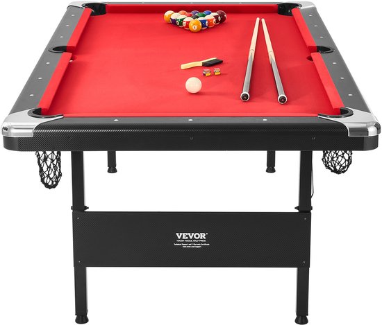 VEVOR Pooltafel, 7ft Pooltafel, Opvouwbare Ruimtebesparende Tafel, Pooltafelset Inclusief Ballen, Keuen, Krijt, Zwart, Perfect voor Familiespeelkamer voor Kinderen en Volwassenen van Merkloos