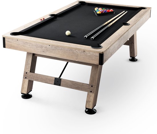 VEVOR Pooltafel, Pooltafel Van 2,13 M, Pooltafel met Verstelbare Poten, Pooltafelset Inclusief Ballen, Keuen, Krijt En Borstel, Perfect voor Gezinsspeelkamers voor Kinderen En Volwassenen van Merkloos