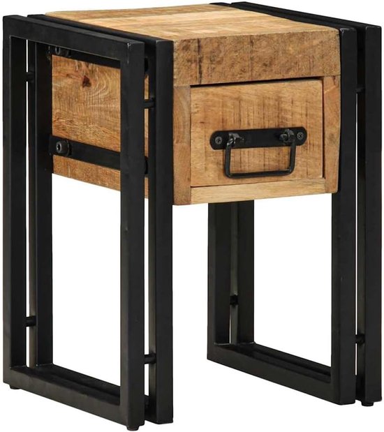 vidaXL Bijzettafel Bruin en zwart 30 x 30 x 40 cm Massief Mango Hout