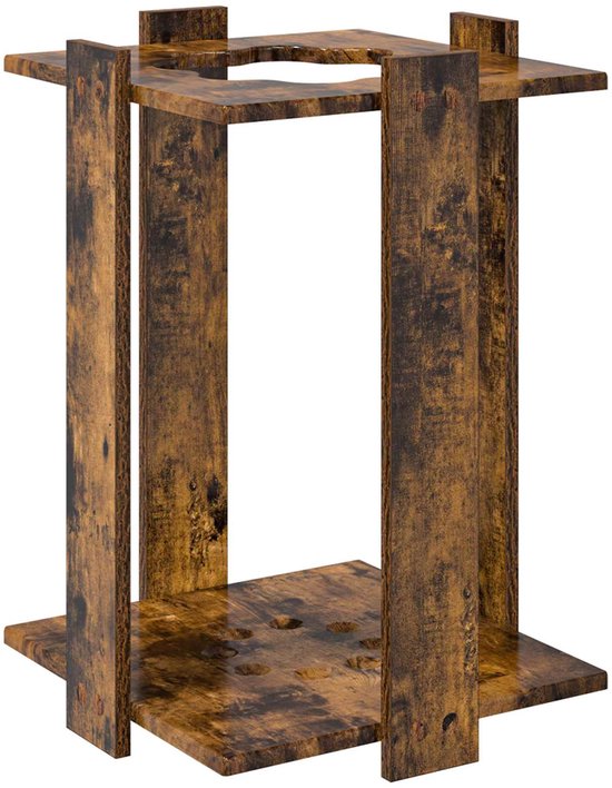 vidaXL - Hengelhouder - Bewerkt - hout - 42 - x - 43 - x - 60 - cm - Gerookt - eiken