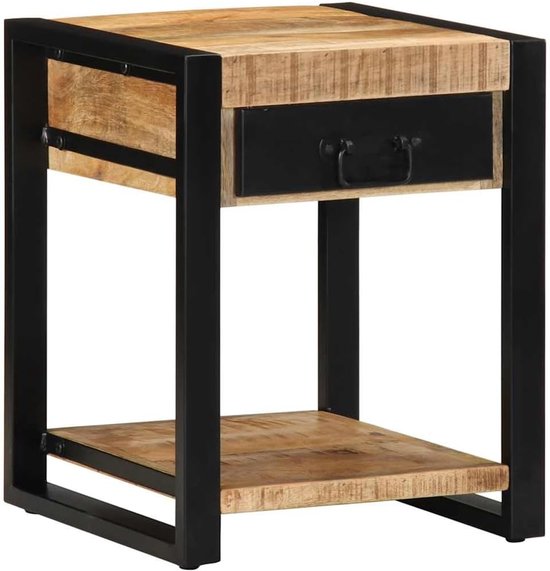 vidaXL Industriële Bruin Massief Ruw Mangohout 40x40x50 cm Accenttafel, Bijzettafel, Woonkamertafel, Bank Bijzettafel, Lamptafel, Kleine Tafel