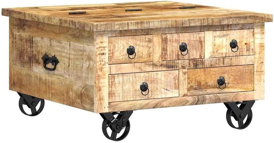vidaXL Salontafel 70x70x40 cm ruw mangohout
