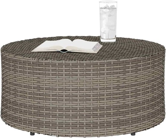 VidaXL Salontafel voor buiten Grijs Ø 68 x 30 cm polyrotan
