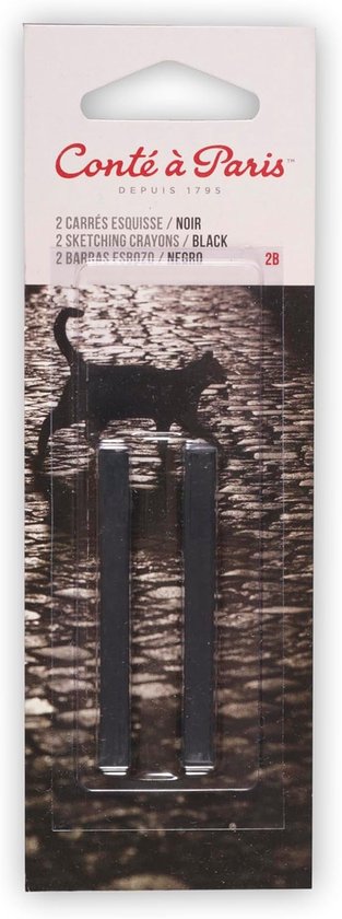 Vierkant Tekenkrijt voor Grote Vlakken en Fijne Details - Zwart 2B van Merkloos