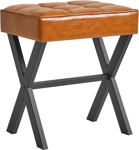 Vierkante make-upkruk X-poot voetsteun Ottomaanse zitmeubel multifunctioneel slaapkamer woonkamer - lichtbruin L/G-71J van L/G-71J