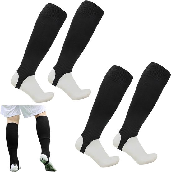 Voetbalsteunen voor kinderen en volwassenen, 2 paar, 47,5 x 10 cm, ideaal voor teams en trainingen, zwart