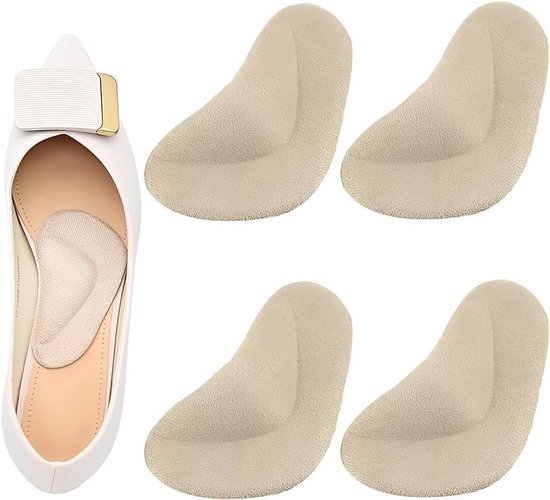Voetkussens voor platte voeten, zelfklevend, 2 paar, comfortabel, ondersteuning, beige