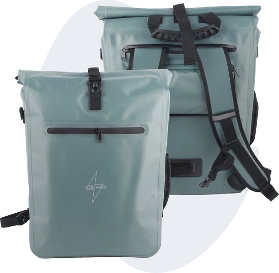 Voltano Luxe E-bike Fietstas / Rugtas - Ice Blauw - 28L - 100% Waterdicht - Gratis Schouderband - Met Groot Laptop Vak van Voltano