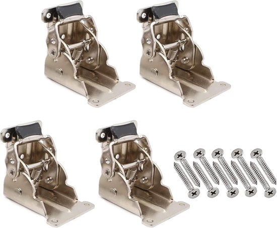 Vouwbare Hinge Extension Locking Steunbeugels voor Tafelpoten en Meubels - Set van 4, Staal, Zilver, Verstelbaar en Duurzaam