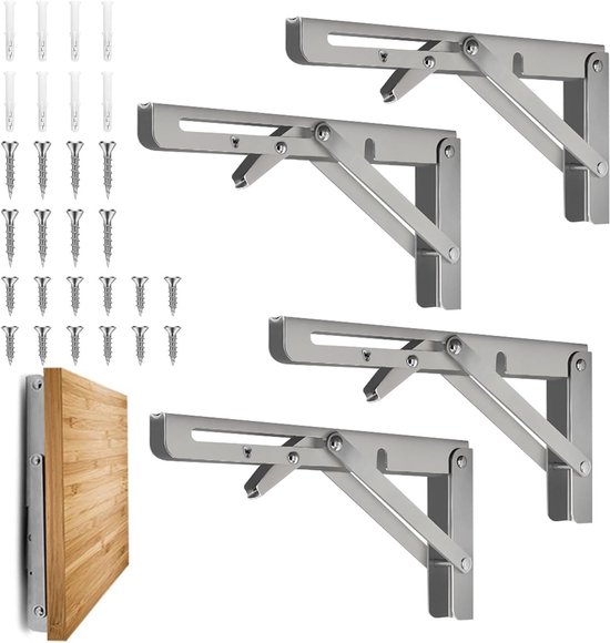Vouwbare hoeksteun van 350 mm, wandmontage, roestvrijstalen opvouwbare plankhouder, maximaal 80 kg draagvermogen, ideaal voor ruimtebesparing en organisatie