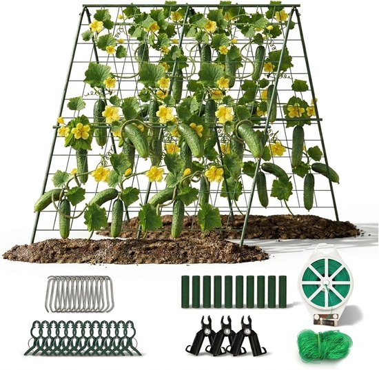 Vouwbare Trellis voor Komkommers, 120 x 120 cm, Gaas voor Klimplanten, Ondersteuning voor Tomaten, Bonen en Erwten
