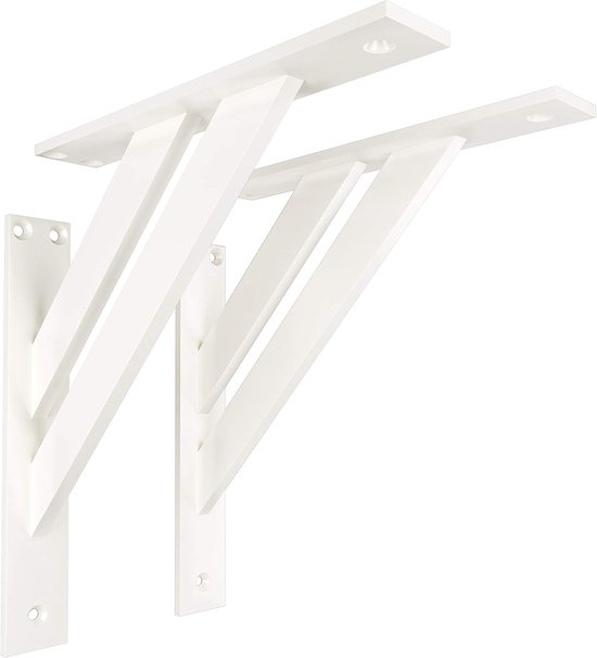 Wandconsoles 2 stuks FSHR 240x240 mm van aluminium – wandbeugel voor legplank – wit – modern design