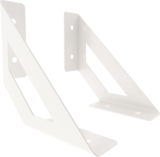 Wandconsoles 2 stuks GSHR Truss 120x120 mm van staal – wandsteun voor legplank – wit – decoratief design