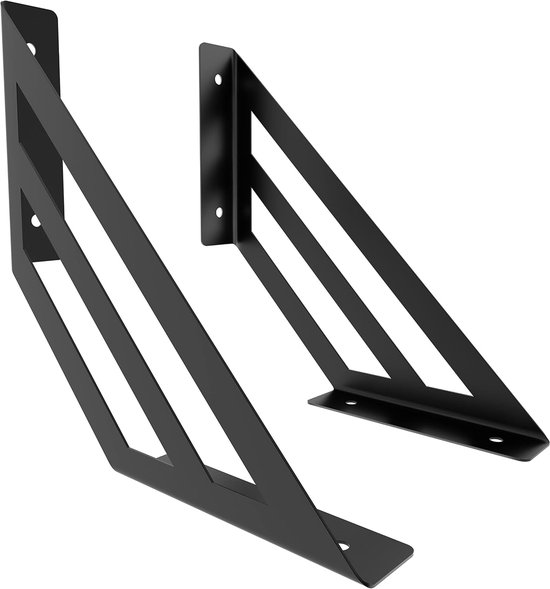 Wandconsoles 2 stuks GSHR Truss 200x200 mm van staal – wandsteun voor legplank – zwart – decoratief design