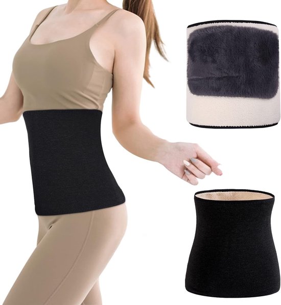 Warmteband voor de Rug van Cashmere voor Dames - Verwarmende Taillebeschermer en Ondersteuning voor de Winter - Zwart - M