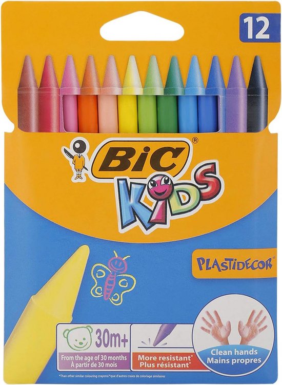 Wascricrayons 12 cm voor kinderen - 24 kleuren (inclusief metallic) - Set van 12 - Veilige grip voor kleine handjes
