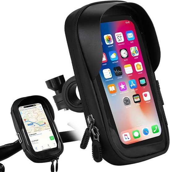 Waterdichte zwarte mobiele telefoon houder elektrische motorfiets rijden navigatie houder bergweg fiets touchscreen mobiele telefoon tas