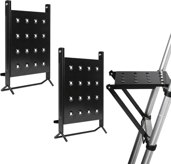 Werkplatforms voor trappen, praktische accessoires voor schilders en ambachtslieden, ondersteunt 150 kg, ideaal voor veilig werken, zwart, set van 2 stuks