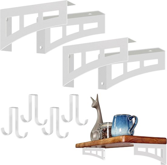 Wit, 15 cm, 4 haken, waterdicht, hoekhouders van 90 graden van metaal, roestbestendige houders, set van 4