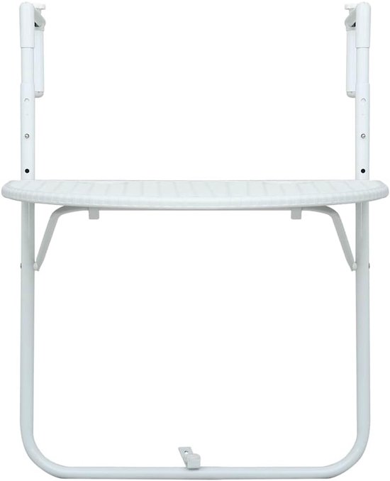 Wit, 60 x 64 x 83,5 cm, van kunststof in rotan-look, inklapbare bijzettafel met in hoogte verstelbaar stalen frame voor dranken en tuingereedschap