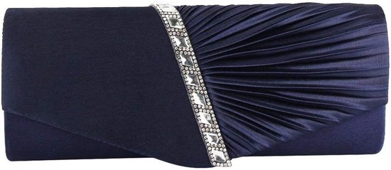 Womens geplooide satijn diamante dames envelop handtas bruiloft bruidsjurk handtas clutch tas avond partij portemonnee ketting tas vrouwen geplooid kristal-Studded satijn handtas avond koppeling